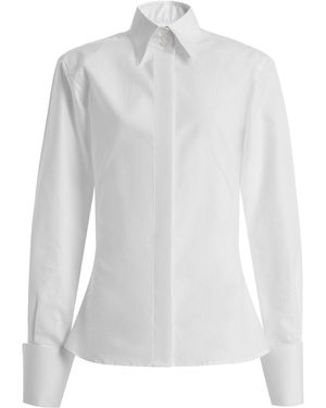 Sergio Hudson Jacquard Cotton Button Down - White