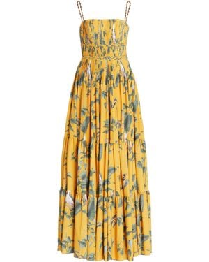 ANDRES OTALORA Exclusive Mocagua Pleated Printed Crepe Maxi Dress - Yellow