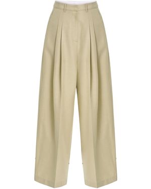 Source Unknown Roanna Button Cuff Straight Leg Trousers - Natural