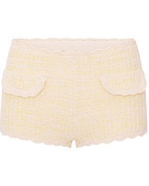 LoveShackFancy Atlanta Knit Cotton-Blend Mini Shorts - Natural