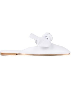 A.W.A.K.E. MODE Tim Open Toe Mule With Bow - White