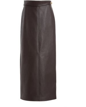 Ferragamo Pencil Leather Maxi Skirt - Brown