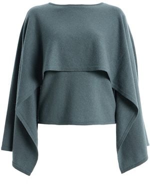 Zimmermann Valiant Draped Wool-Cashmere Sweater - Blue
