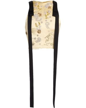 Erdem Embroidered Satin Cropped Top - Black