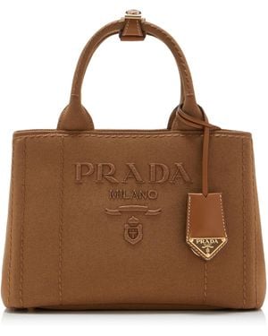 Prada Jardinière Canvas Tote Bag - Brown