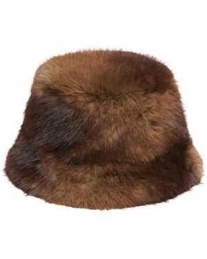 Apparis Gilly Faux Mink Fur Bucket Hat - Brown