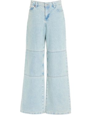 OUTLAND DENIM Bianca Rigid Mid-rise Long Wide-leg Jeans - Blue