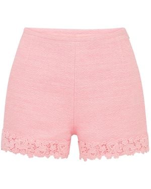 LoveShackFancy Coralyn Lace-trimmed Tweed Shorts - Pink