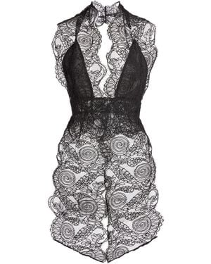 Christopher Esber Spiral Scarf Lace Top - Black