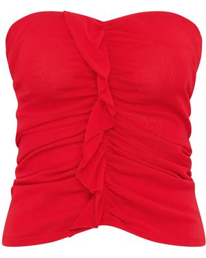 Paris Georgia Basics Minimal Ruffle Tube Top - Red