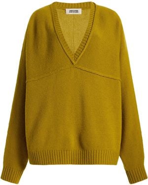 Christopher John Rogers Alpaca-Wool V-Neck Sweater - Yellow