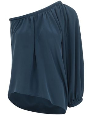Martin Grant Asymmetric Neckline Silk Top - Blue