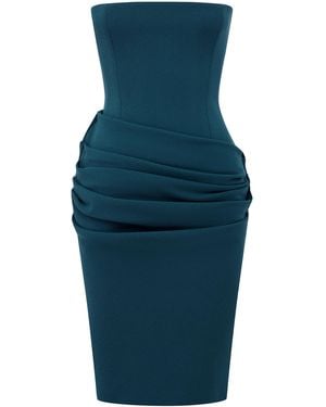 Alex Perry Strapless Longline Draped Dress - Blue