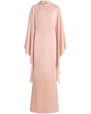 De La Vali Exclusive Dedalo Satin Cape-Sleeve Maxi Dress - Pink
