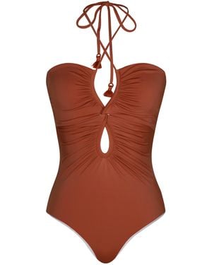 Johanna Ortiz Coral Reef Ruched One-Piece Swimsuit - Brown
