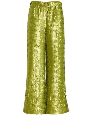 Harbison Apollo Sequined Wide-Leg Trousers - Green
