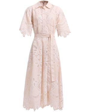 Elie Saab Embroidered Cotton Midi Dress - Pink