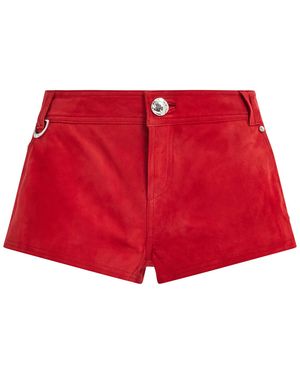 Aje. Varleta Suede Leather Shorts - Red