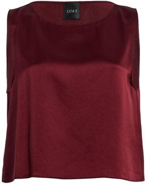 Leset Barb Satin Crop Top - Red
