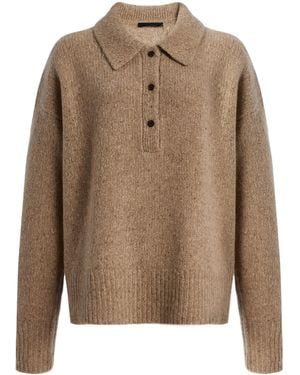 Jenni Kayne Burke Donegal Cashmere Polo Jumper - Brown
