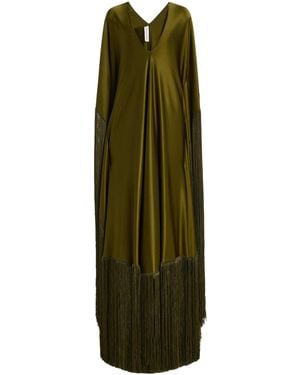 Oscar de la Renta Fringed Caftan - Green