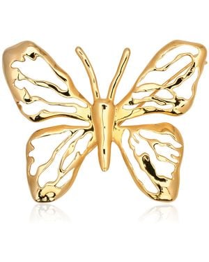 Oscar de la Renta Tone Lace Butterfly Brooch - Metallic
