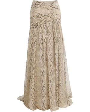 Elie Saab Python-Printed Chiffon Maxi Skirt - White