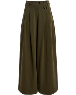 Ulla Johnson Motherwell Mid-Rise Cotton Wide-Leg Pants - Green