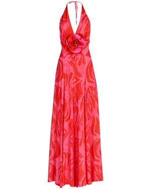 Silvia Tcherassi Tawny Floral-appliqué Halter Maxi Dress - Red