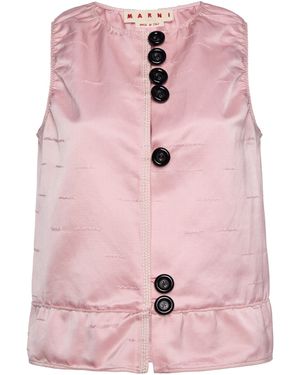 Marni Button-Detailed Cotton-Blend Tank Top - Pink