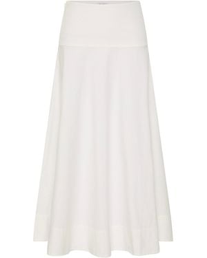 St. Agni Circle Hem Cotton-Blend Maxi Skirt - White