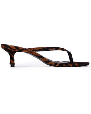 Black Suede Studio Tash Zebra Pony Hair Sandals - Brown
