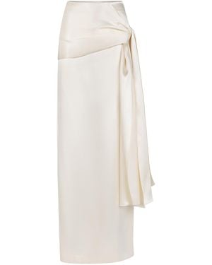 Heirlome Mila Draped Silk Maxi Skirt - White