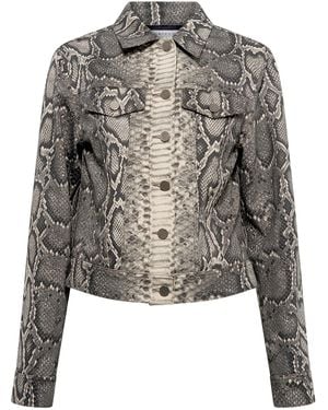 Gabriela Hearst Bronte Snake-Printed Denim Jacket - Grey