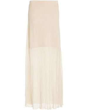Jonathan Simkhai Gennie Sheer Knit-Plissé Maxi Skirt - Natural
