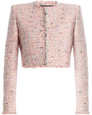 Balmain Tweed Cropped Spencer Jacket - Pink