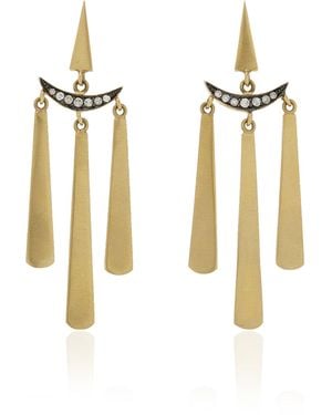 Sylva & Cie Moon Tassel 18k Yellow Gold Diamond Earrings - Metallic