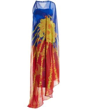 House of Aama Sunray One-Shoulder Chiffon Maxi Dress - Yellow