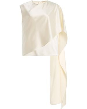 Heirlome Exclusive Carmen Cape-Sleeve Silk Top - White