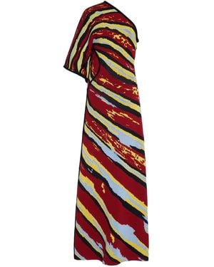 Bottega Veneta One-shoulder Jacquard-knit Maxi Dress - Red