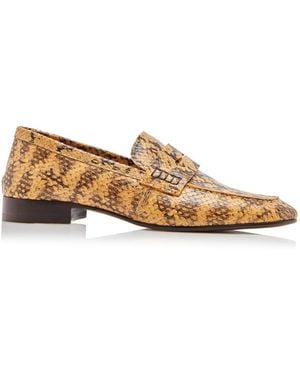 Dries Van Noten Snakeskin-Effect Leather Loafers - Yellow