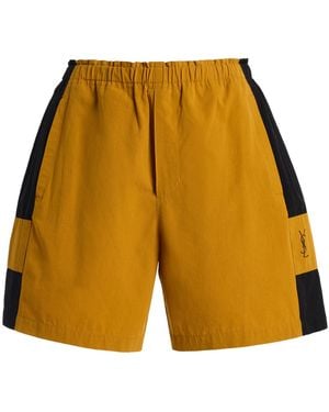 Saint Laurent Embroidered Cotton Bermuda Shorts - Yellow