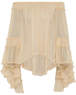Zimmermann Rebellion Fray Flutter Blouse - Natural