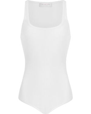 Michael Kors Ribbed Tank Bodysuit - White