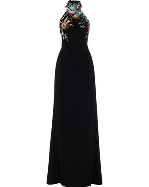 Zuhair Murad Embellished Cady Halter Gown - Black