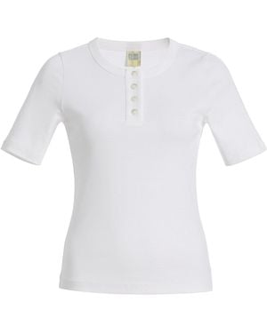 Flore Flore Jess Cotton Henley T-Shirt - White