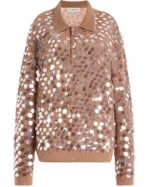Zankov Adora Sequined Mohair-Blend Polo Jumper - Natural