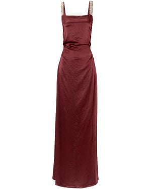 La Fuori La Reine Rouge Silk Maxi Dress - Red