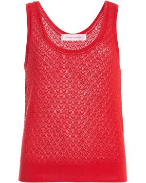 Carolina Herrera Sleeveless Pointelle Stitch Knit Tank Top - Red