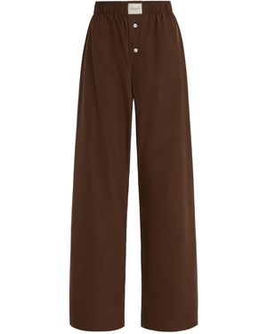 Comme Si La Boxer Alta Striped Cotton-Poplin Pants - Brown